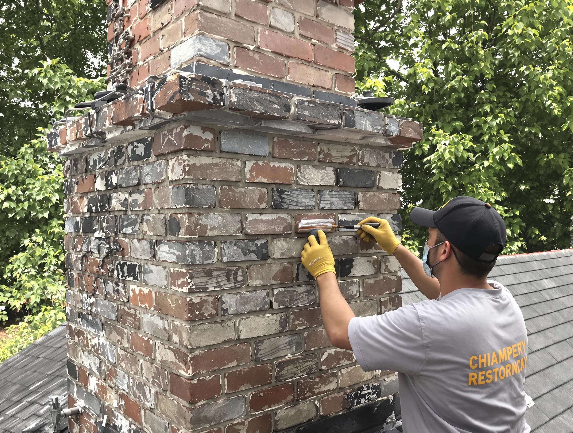 In-progress chimney restoration by Mount Juliet Chimney Sweep in Mount Juliet, TN