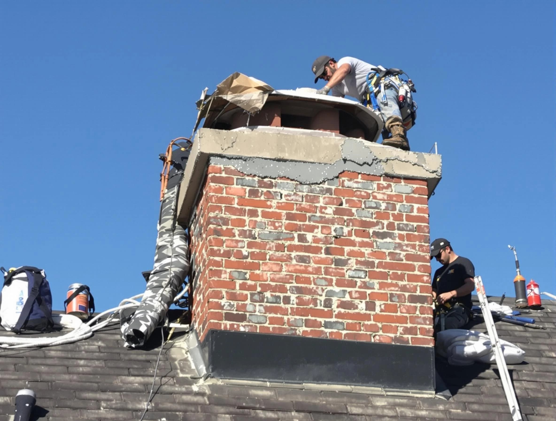 Mount Juliet Chimney Sweep installing a custom chimney crown in Mount Juliet, TN