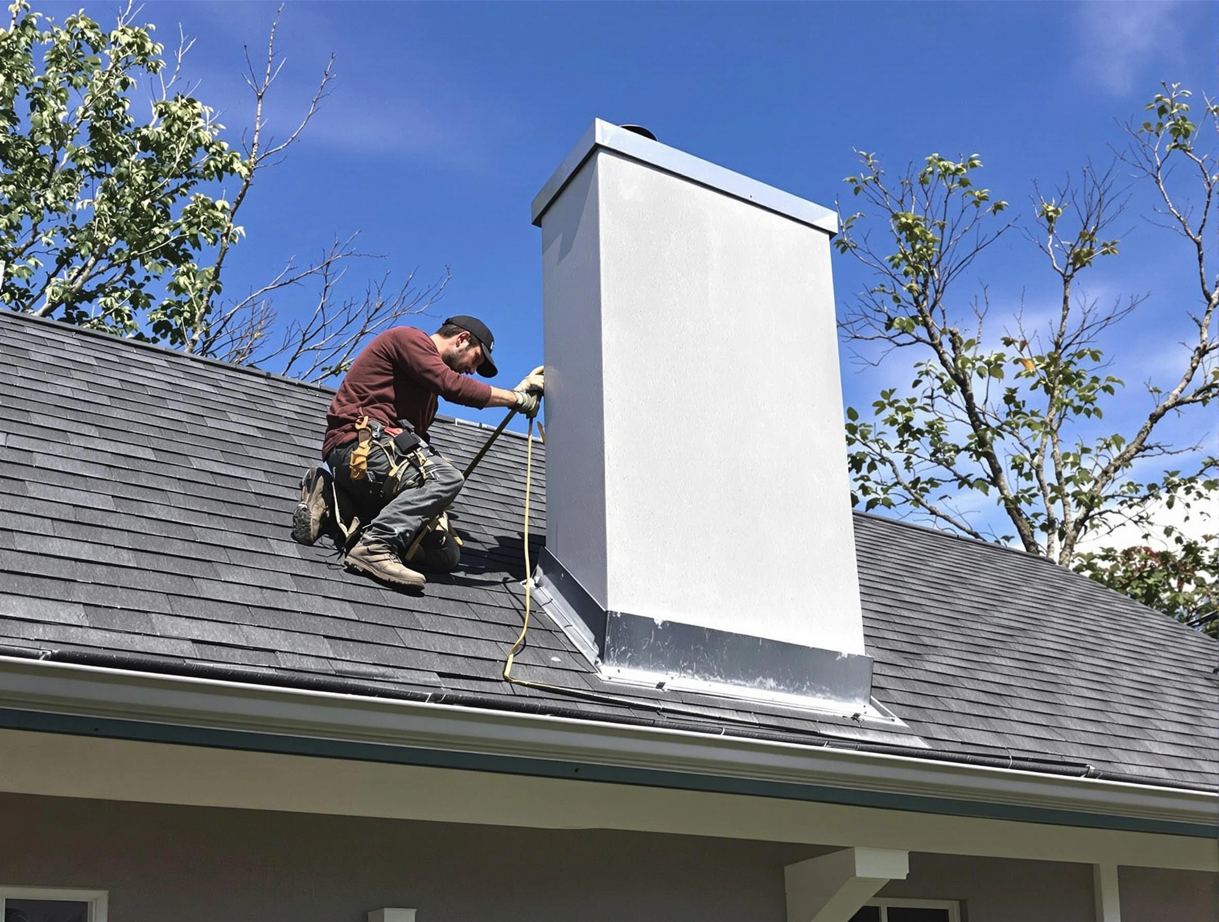 Mount Juliet Chimney Sweep team member finishing chimney construction in Mount Juliet, TN
